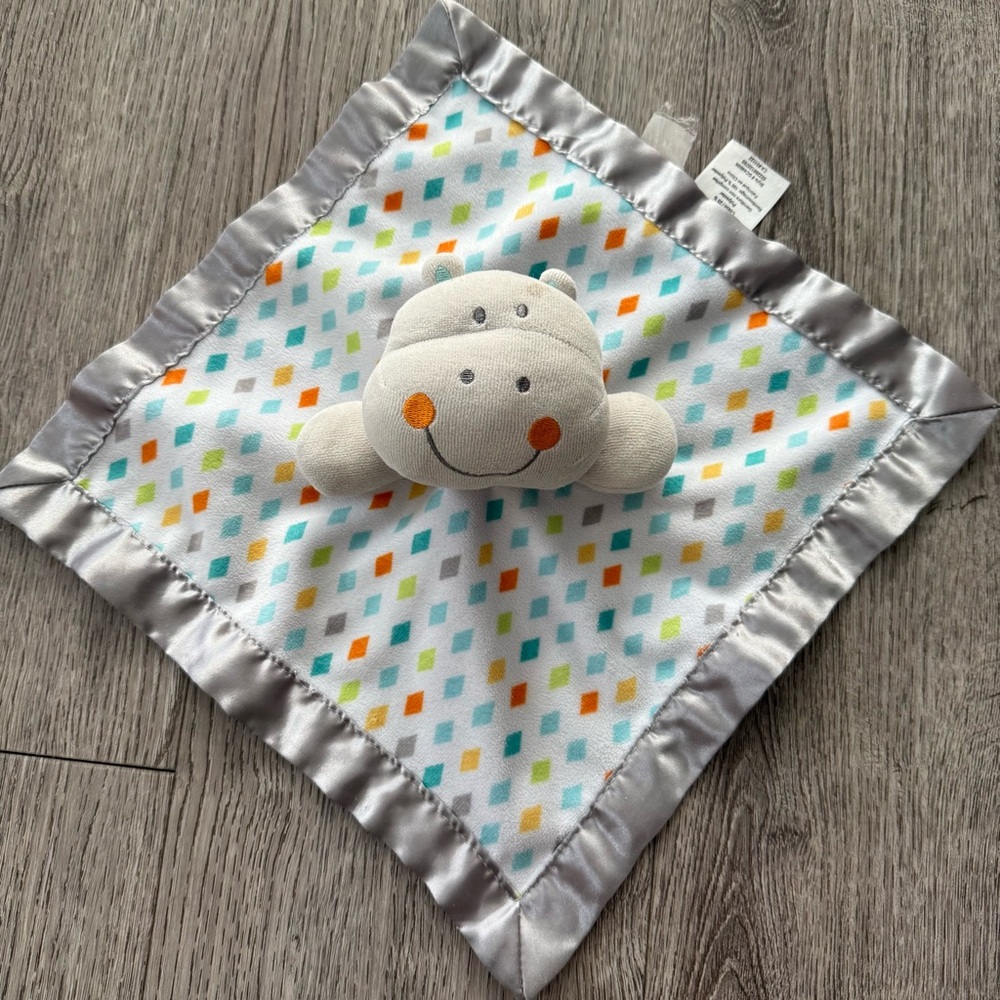 Garanimals Hippo Grey Diamonds Plush Baby Security Blanket Lovey